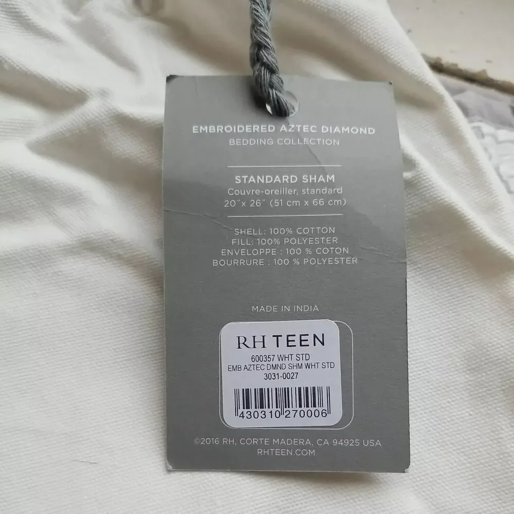 Embroidered Aztec Diamond RH Teen Standard Sham